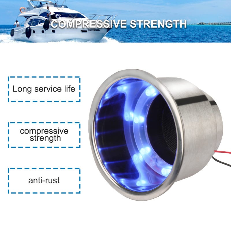 Pebbly Beach Boat Cup Holders LED 4 PCS, Marine Cup Holders for Boats, Stainless Steel Cup Holder Insert, 4" OD x 3-1/8" D, Spill-Proof & Night Mood Lighting for Boats, RVs, Trucks(Elegant Blue) - Image 5